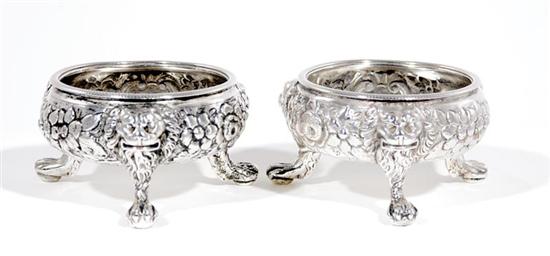 Appraisal: Pair George II sterling salt cellars David Hennell London circa