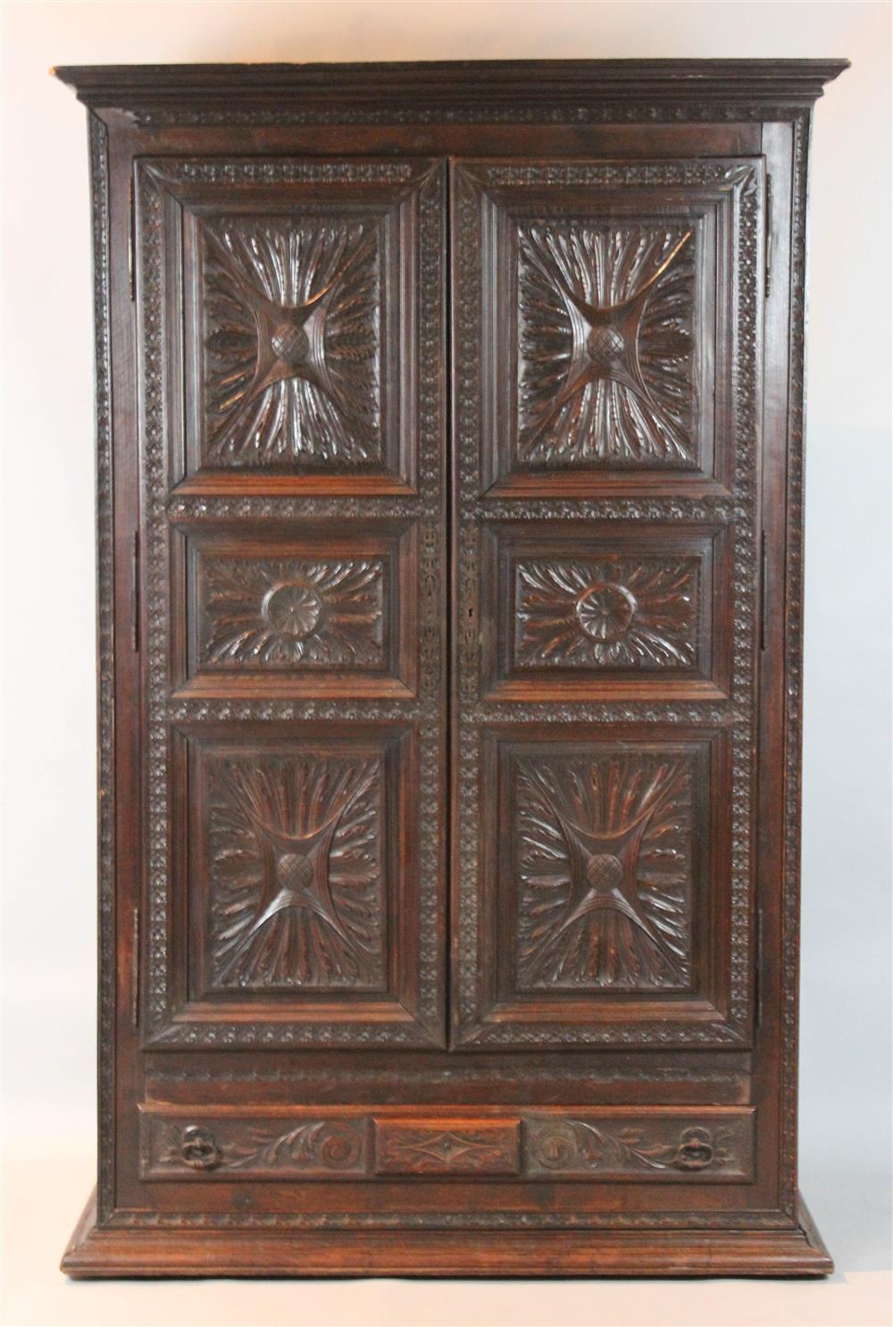 Appraisal: FRENCH PROVINCIAL OAK ARMOIRE th Century Brittany - h w