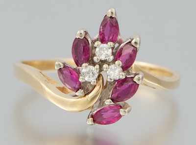 Appraisal: A Ladies' Pink Sapphire and Diamond Ring k yellow gold