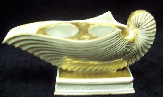 Appraisal: A Berlin Schumann shell shaped inkwell circa with gilded decoration