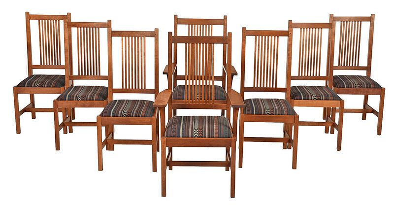 Appraisal: Eight Stickley Arts and Crafts Style Dining Chairs late th