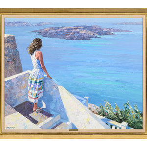 Appraisal: Howard Behrens American - Santorini Breeze oil on canvas signed