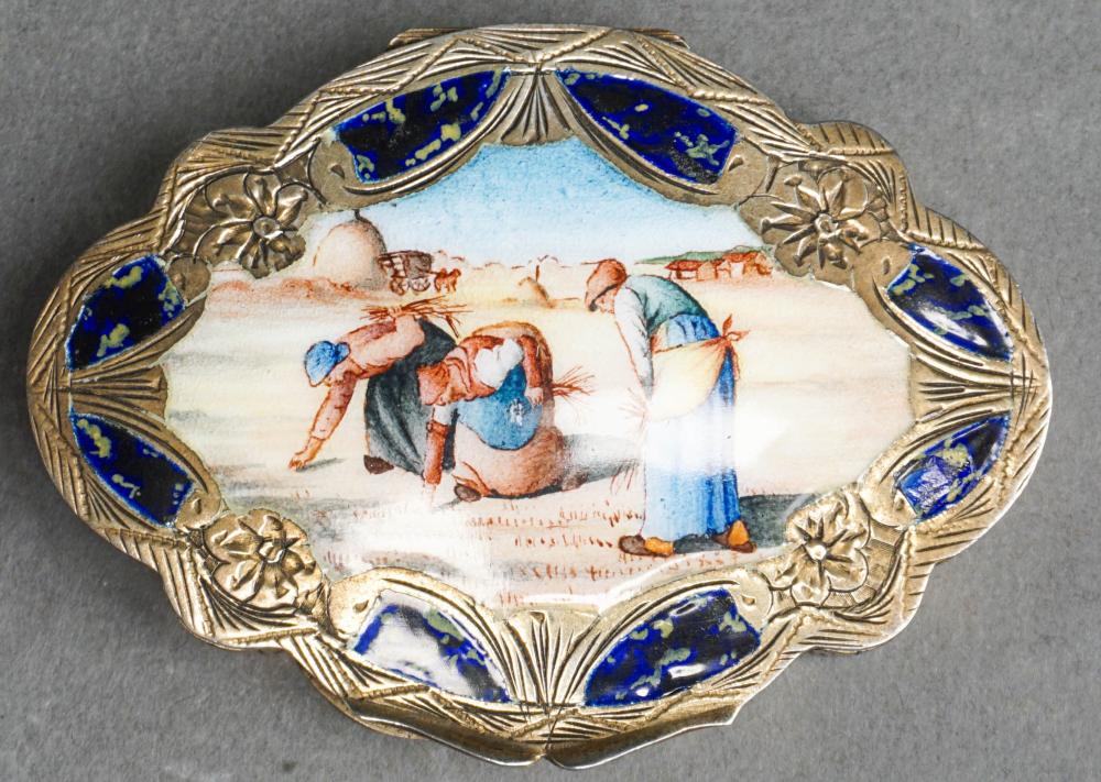 Appraisal: GILT -SILVER AND ENAMELED DECORATED COMPACT OZTGilt -Silver and Enameled