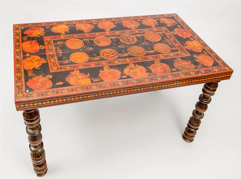 Appraisal: Persian Style Figural Painted Table in x ft in x