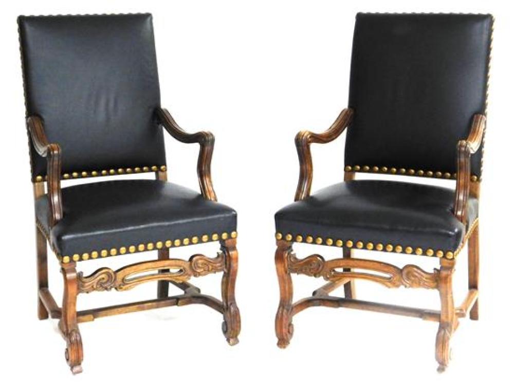 Appraisal: Pair of Baroque style armchairs carved arms and legs with