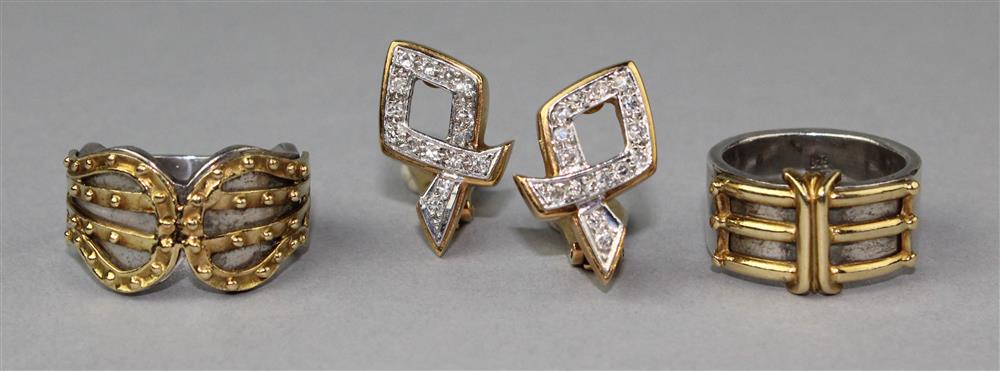 Appraisal: TWO ILIAS LALAOUNIS SILVER AND K GOLD RINGS WITH A