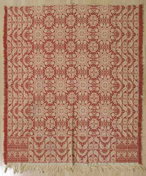 Appraisal: Pennsylvania jacquard coverlet inscribed Manufactured by Martin Hoke York PA