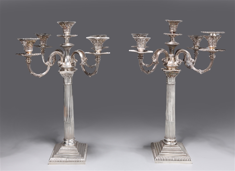 Appraisal: Pair sterling silver candelabra by Hawksworth Eyre CO LTD the