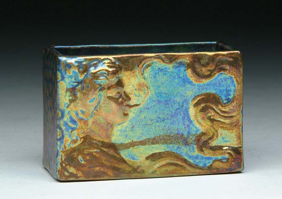 Appraisal: ZSOLNAY CIGARETTE BOX Magnificent Art Nouveau cigarette box is decorated