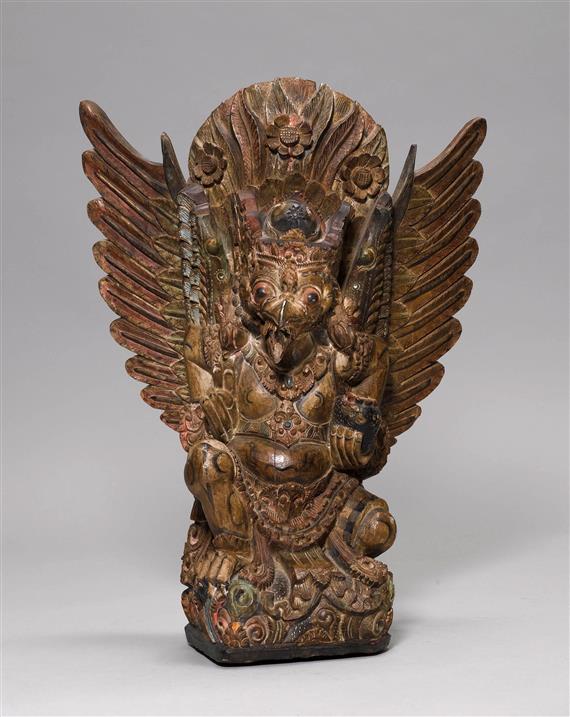 Appraisal: GARUDA Indonesian old H cm Wood carved painted The vividly