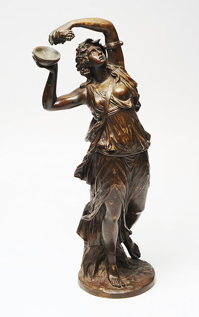 Appraisal: A BRONZE SCULPTURE of a Bacchante signed Clodion cm high