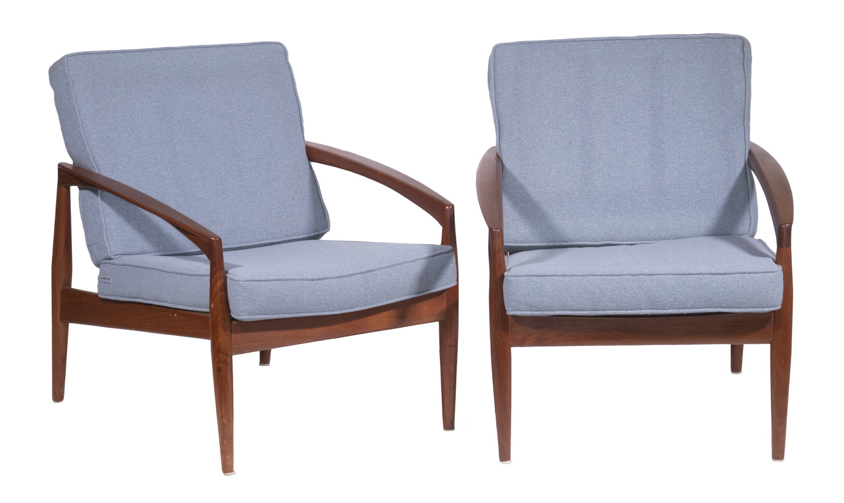 Appraisal: PR DANISH MODERN TEAK EASY CHAIRS Pair of Midcentury Paper