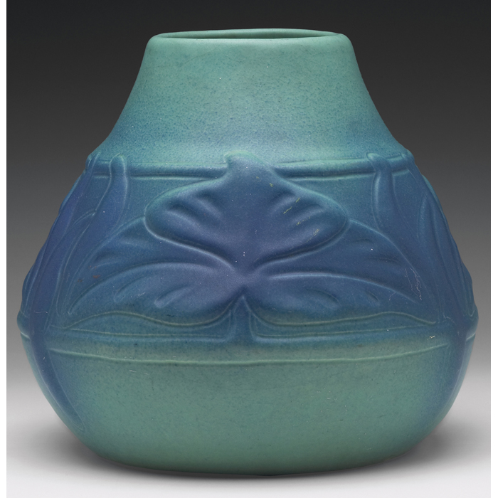 Appraisal: Van Briggle vase large form with broadleaves under a blue