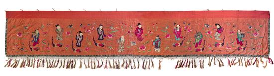 Appraisal: Sale Lot A Embroidered Silk Panel depicting eight immortals feet