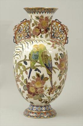 Appraisal: Continental Moorish-Style Gilt and Polychrome Decorated Pottery Vase