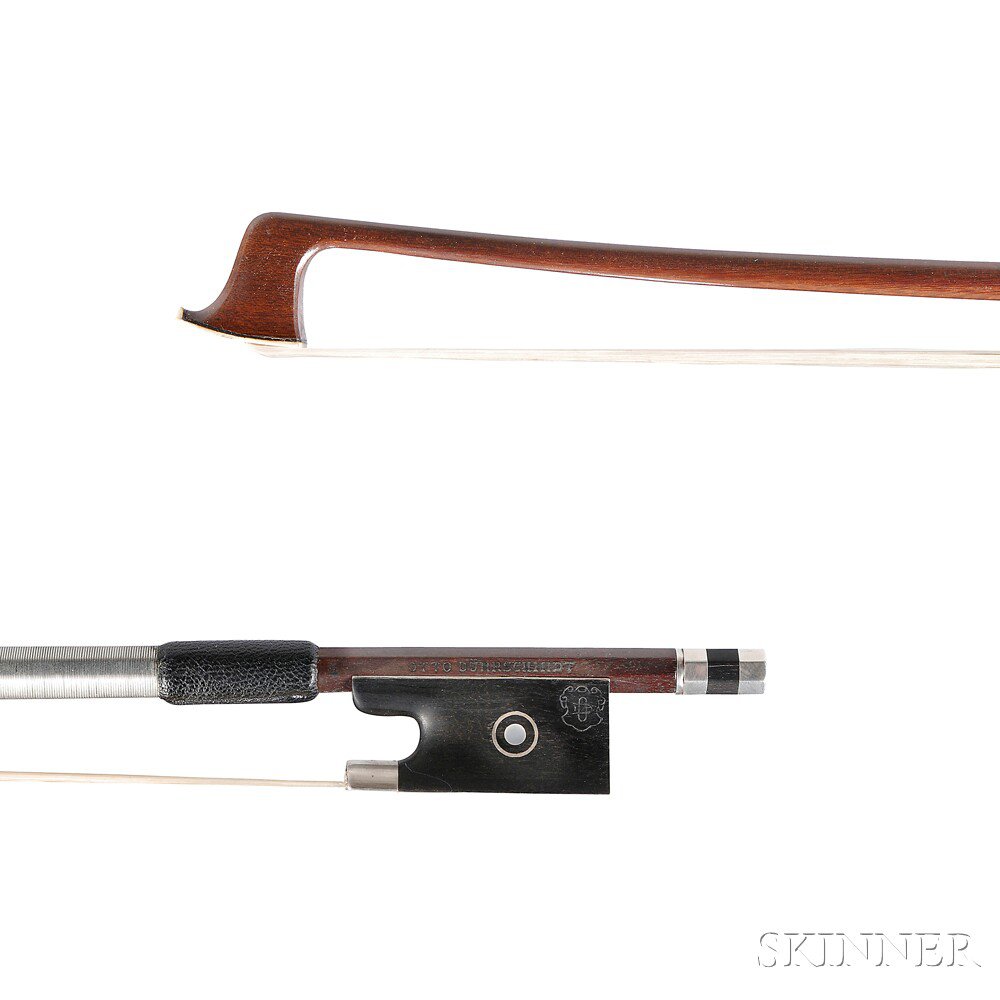 Appraisal: German Nickel Silver-mounted Violin Bow the round stick stamped OTTO