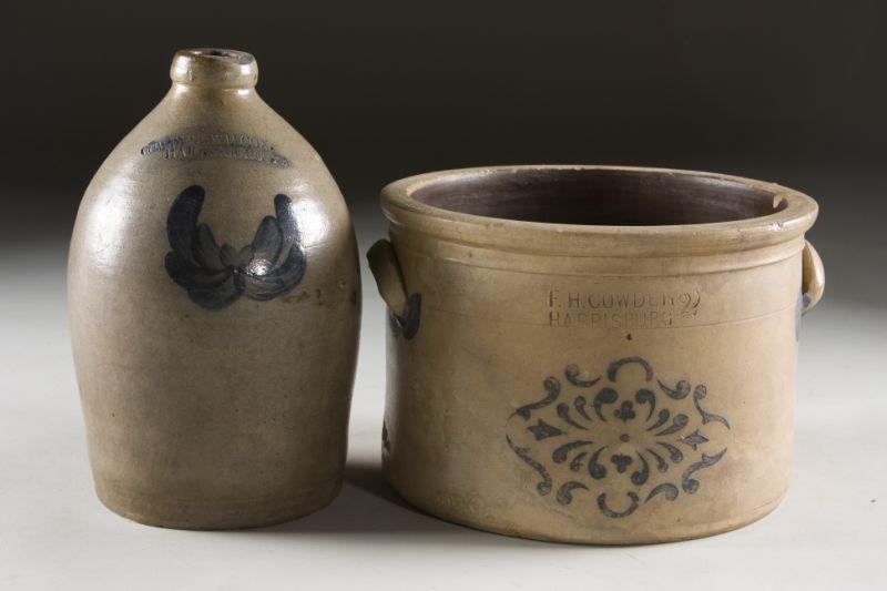 Appraisal: Pieces of PA Cobalt Decorated Stoneware th c both cobalt