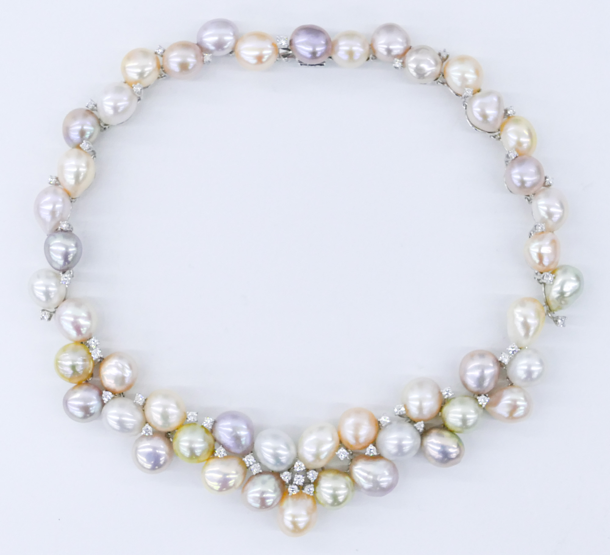 Appraisal: Turgeon Raine k Pearl and Diamond Necklace '' Includes baroque