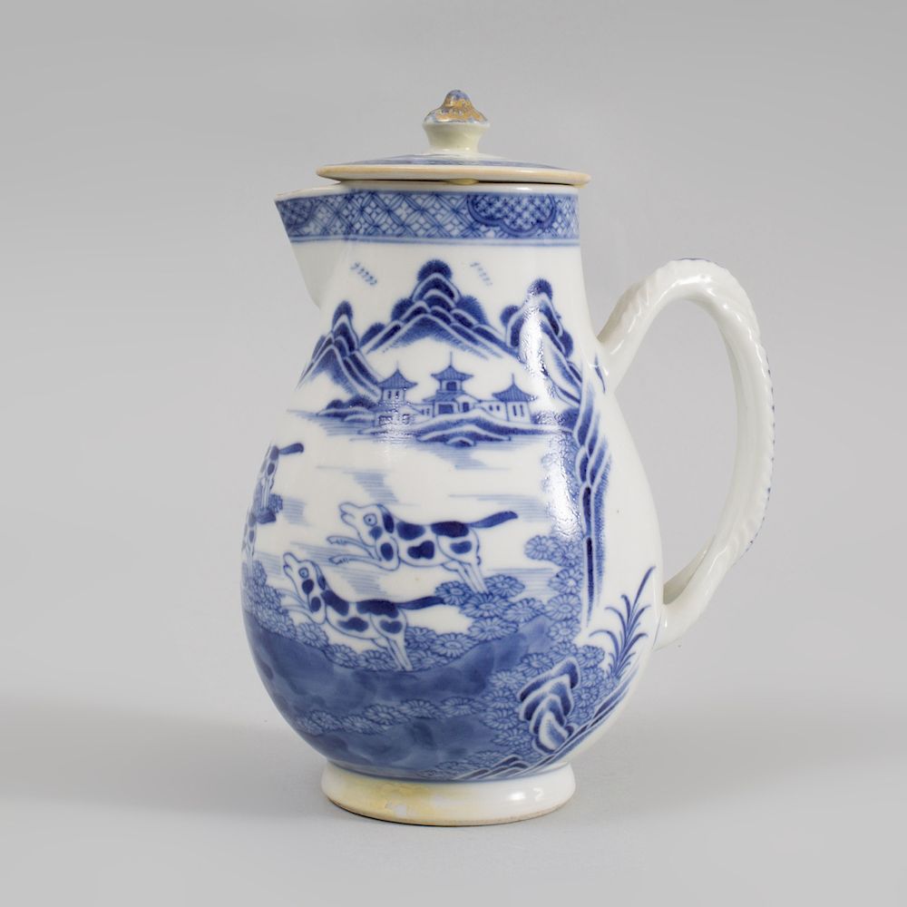 Appraisal: Chinese Export Blue and White Porcelain Hot Milk Jug and