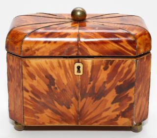 Appraisal: ENGLISH TORTOISESHELL TEA CADDY ENGLISH TORTOISESHELL TEA CADDY H L