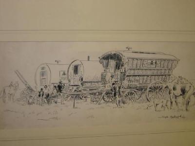 Appraisal: JOSEPH K APPLEYARD - Gypsy Encampment ink drawing signed and