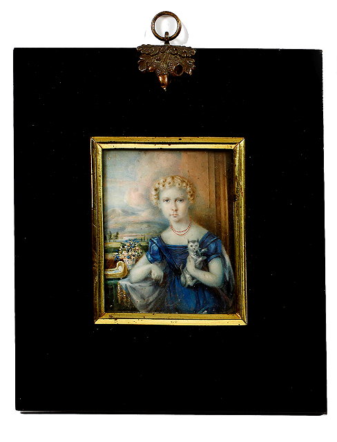 Appraisal: A TH CENTURY PORTRAIT MINIATURE of a young girl with