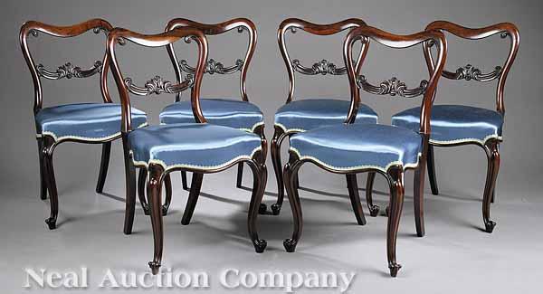 Appraisal: A Good Set of Six English Carved Rosewood Side Chairs