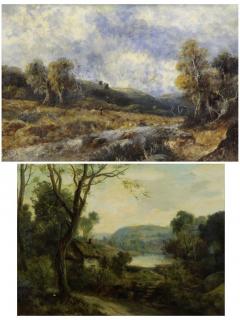 Appraisal: Two th C English Oil on Canvas Landscapes Joseph Knight