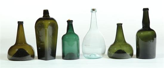 Appraisal: SIX BOTTLES American or English th century blown glass Five