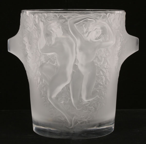 Appraisal: Lalique ice bucket Ganymede nudes against a leaf covered ground