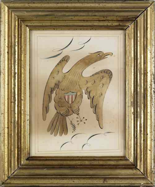 Appraisal: Ink and watercolor drawing of an American eagle th c