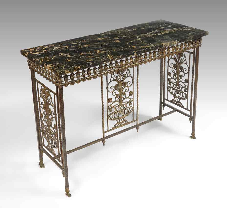 Appraisal: MIZNER STYLE DECO ERA IRON TABLE The top being piece