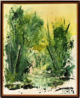 Appraisal: PELLOCK OIL ON CANVAS LANDSCAPE W RIVER PELLOCK OIL ON