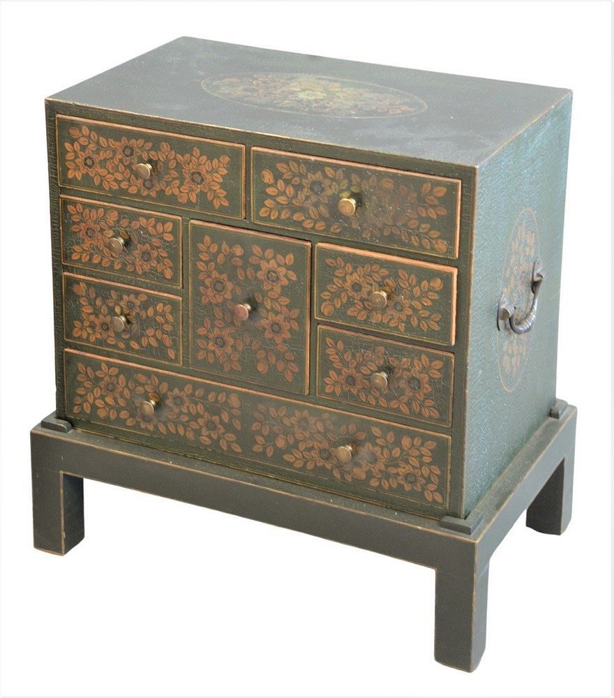 Appraisal: Diminutive Chest Having Eight Drawers set in fitted base having