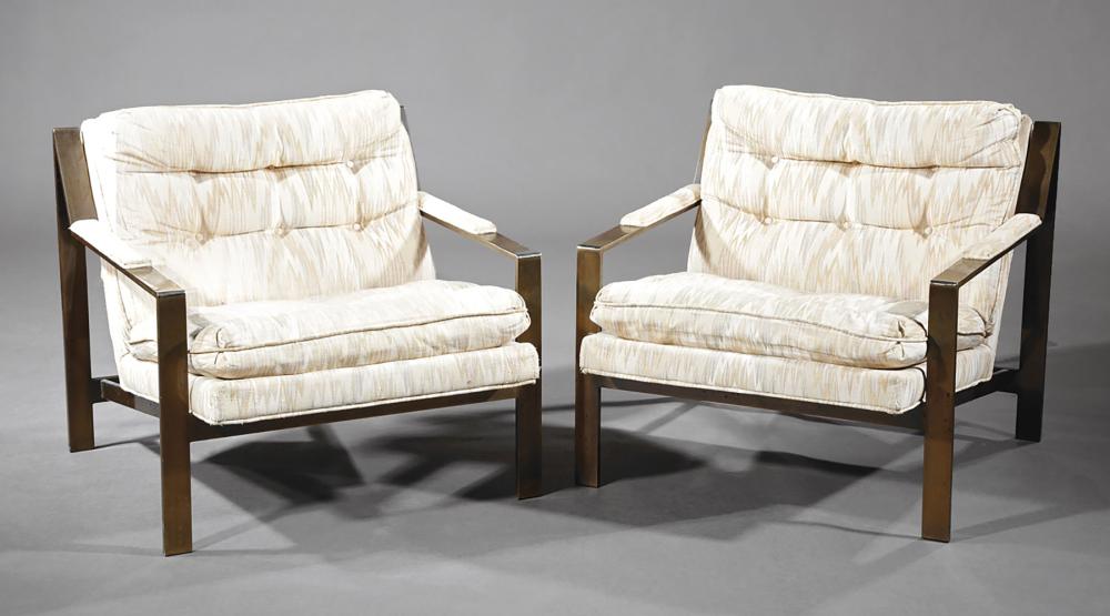 Appraisal: Pair of Cy Mann Lounge Chairs padded backs and arms