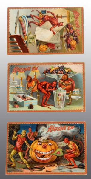 Appraisal: Lot of Halloween Tuck Postcards Description Rare Includes devils with