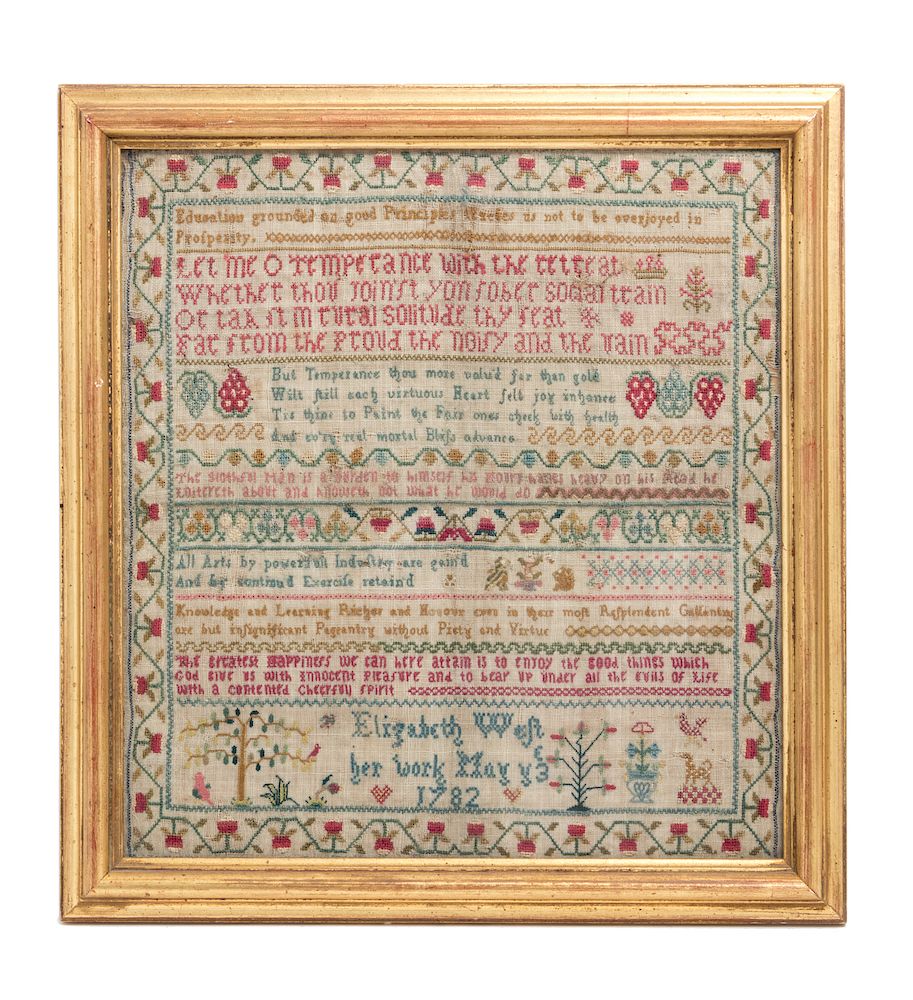 Appraisal: An American Needlepoint Sampler An American Needlepoint Sampler by Elizabeth