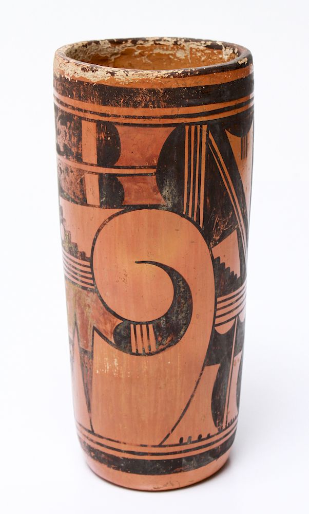 Appraisal: Hopi Native American Cylindrical Pottery Vase Hopi cylindrical ceramic vase