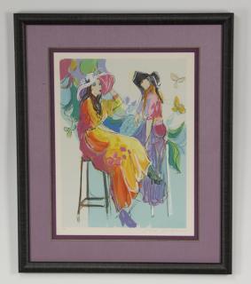 Appraisal: Isaac Maimon serigraph 'Les Coquettes ' signed Isaac Maimon Israeli