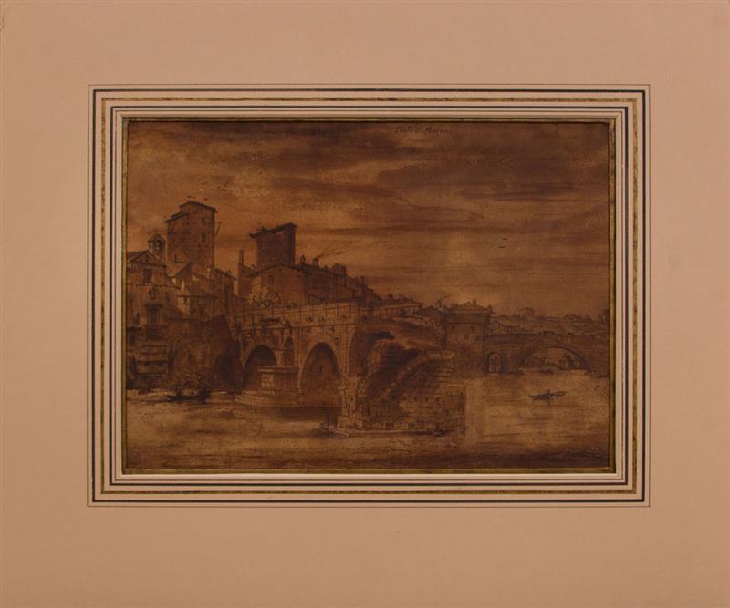 Appraisal: Italian School Ponto Saint Maria Ink and wash on paper