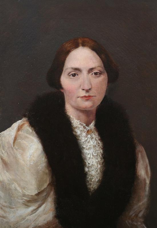 Appraisal: AMERICAN SCHOOL th century PORTRAIT OF A WOMAN IN FUR