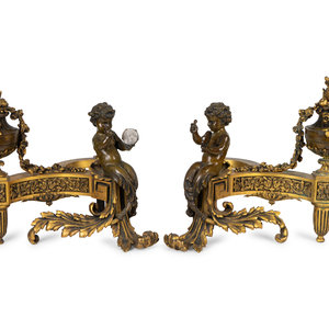 Appraisal: A Pair of Louis XV Style Bronze and Gilt Bronze