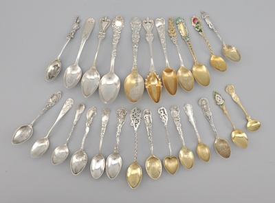 Appraisal: A Collection of Twenty-Five Sterling Silver Souvenir Spoons Ranging in