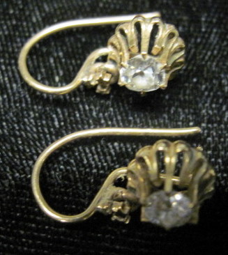 Appraisal: Yellow gold diamond earringsEach set with an Old European cut