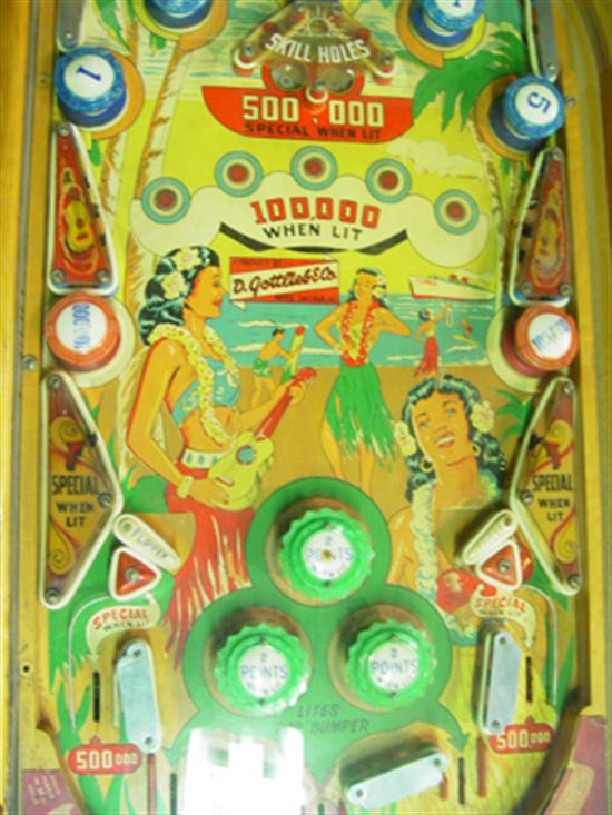 Appraisal: Gottlieb Hawaiian Beauty Pinball Machine Mid th Century Reverse painted