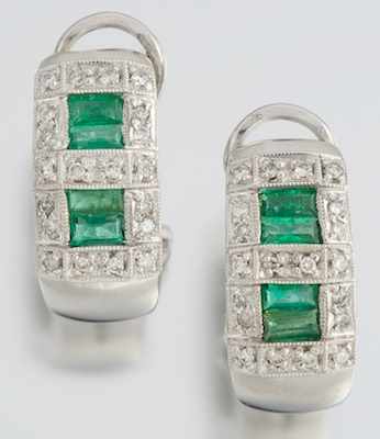 Appraisal: A Pair of Diamond And Emerald Earrings k white gold