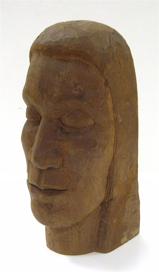 Appraisal: Ingrid Fetz American - wooden sculpture of an elongated head