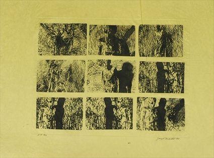 Appraisal: Joseph Nechvatal b Nine Figure Scenes Photo etching signed and