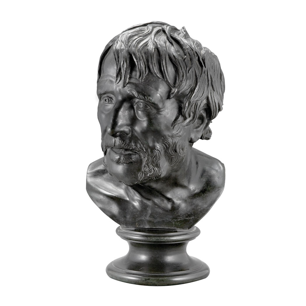 Appraisal: Continental Bronze Bust of Seneca After the Antique The bust