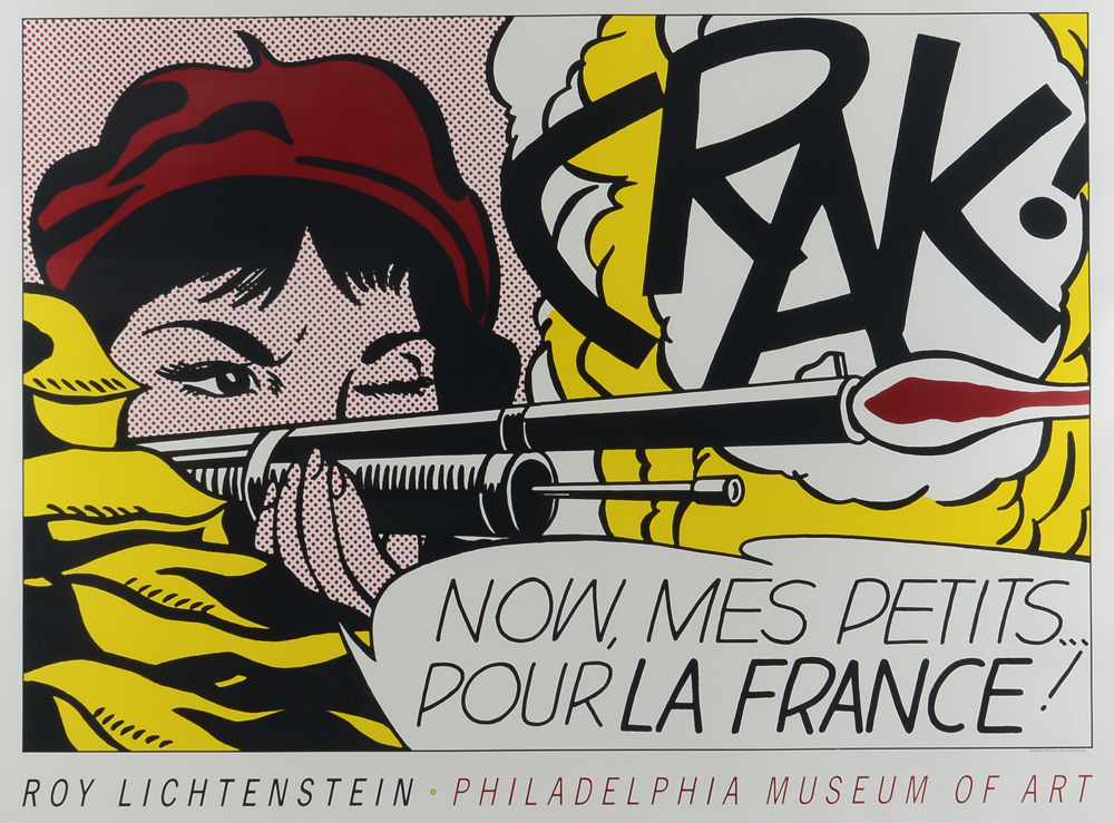 Appraisal: LICHTENSTEIN POSTER CRAK FOR PHILADELPHIA MUSEUM Sight size '' x